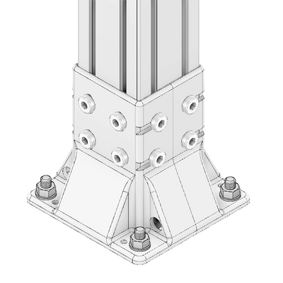 33-9090-1SS MODULAR SOLUTIONS MOUNTING FOOT 4 SIDED FOR 90 X 90 WITH STAINLESS STEEL HARDWARE FULLY ENCLOSED